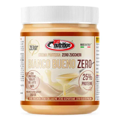 Vasetto di crema proteica al gusto bianco bueno. Peso 350 gr