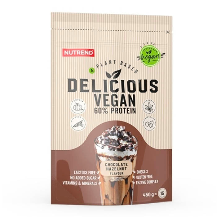Delizioso e cremoso cocktail vegano proteico al gusto cioccolato e nocciola