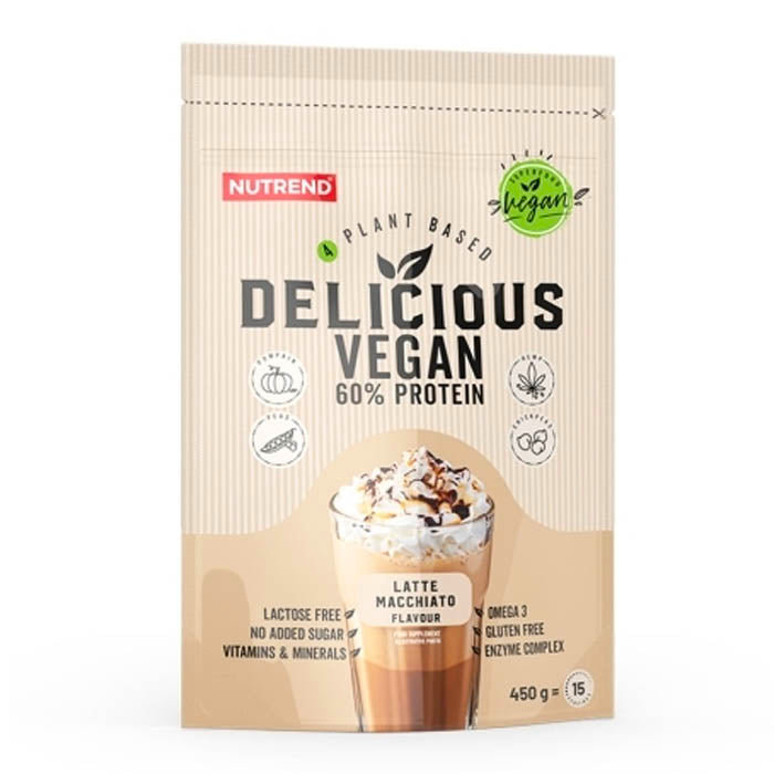 Delizioso e cremoso cocktail vegano proteico al gusto latte macchiato