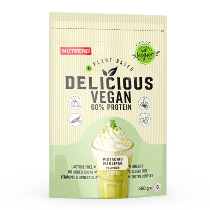 Delizioso e cremoso cocktail vegano proteico al gusto pistacchio e marzapane