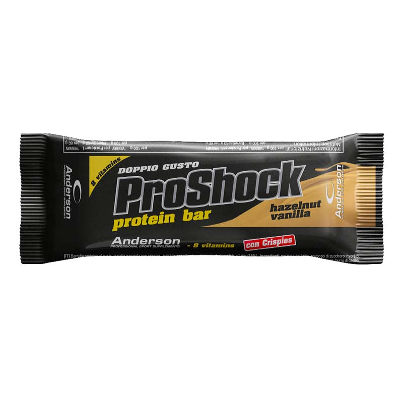 Deliziosa barretta proteica con ben 21 g di proteine: Proshock! Disponibile in vari gusti.