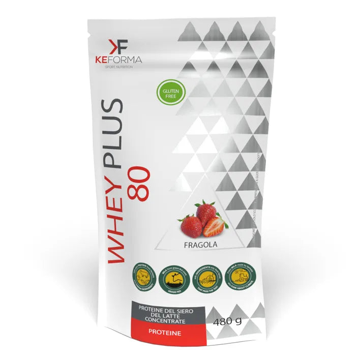Whey Plus 80 480 g al gusto fragola in vendita su dietaesport.com